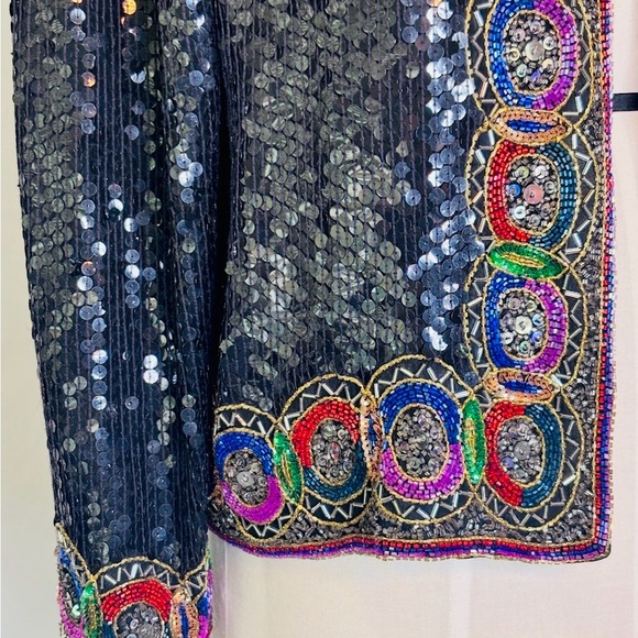 Embellished Black Jacket with Multicolor Accents - Picture 7 of 10